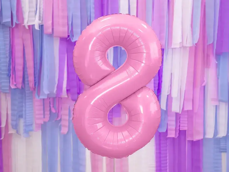 Bola Chiffre ''8'', aluminio, 86cm, rosa claro