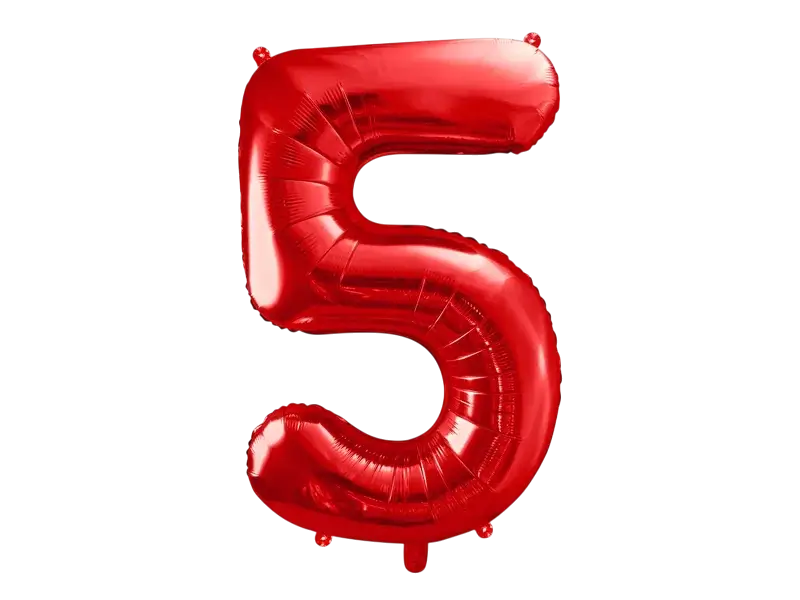 Balón Chiffre ''5'', aluminio, 86cm, rojo