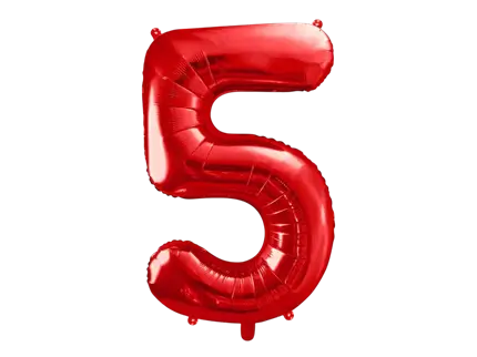 Balón Chiffre ''5'', aluminio, 86cm, rojo