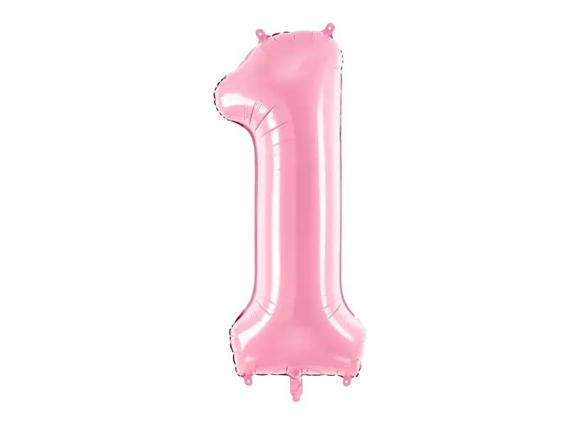 Bola Chiffre ''1'', aluminio, 86cm, rosa claro