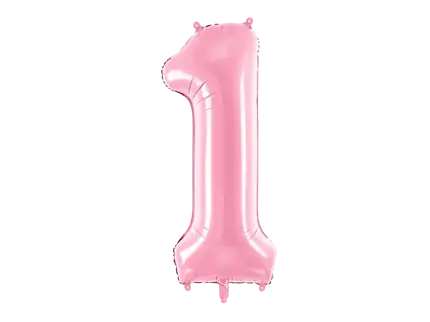 Bola Chiffre ''1'', aluminio, 86cm, rosa claro