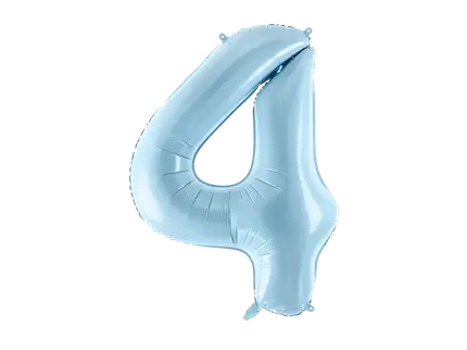 Balón Chiffre ''4'', aluminio, 86cm, azul claro