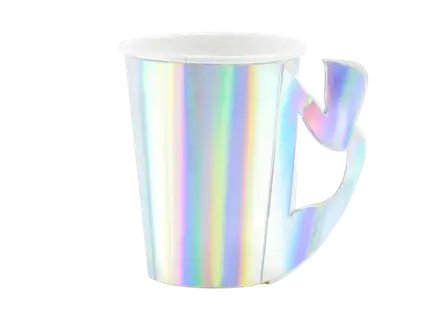 6 vasos de papel de sirena holográfica