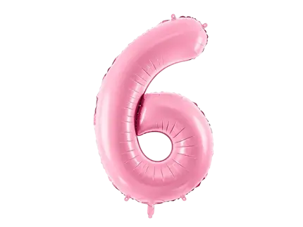 Balón Chiffre ''6'', aluminio, 86cm, rosa claro