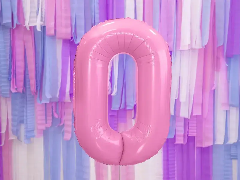 Balón Chiffre ''0'', aluminio, 86cm, rosa claro