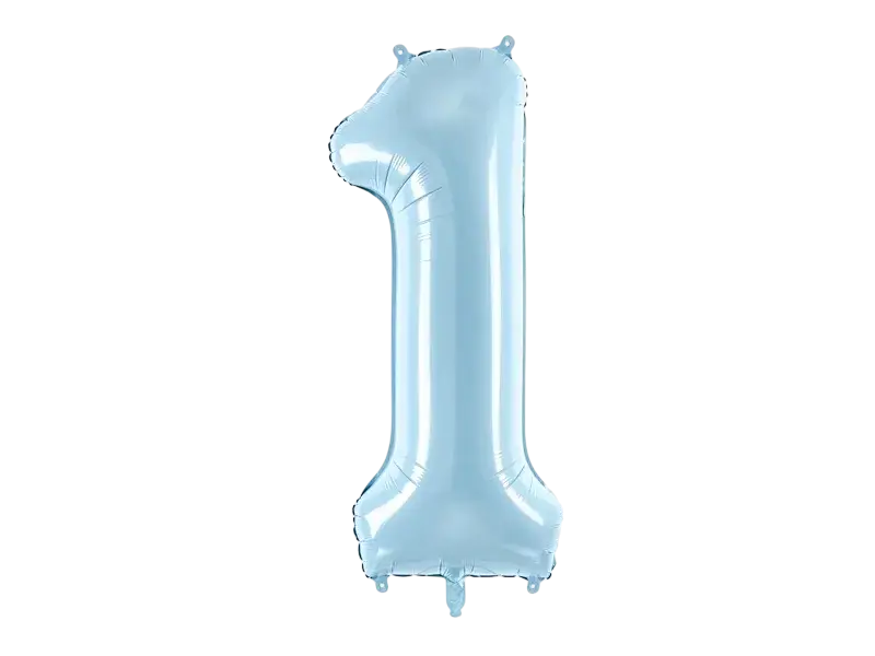 Balón Chiffre ''1'', aluminio, 86cm, azul claro