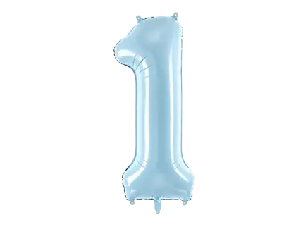 Balón Chiffre ''1'', aluminio, 86cm, azul claro