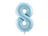 Balón Chiffre ''8'', aluminio, 86cm, azul claro