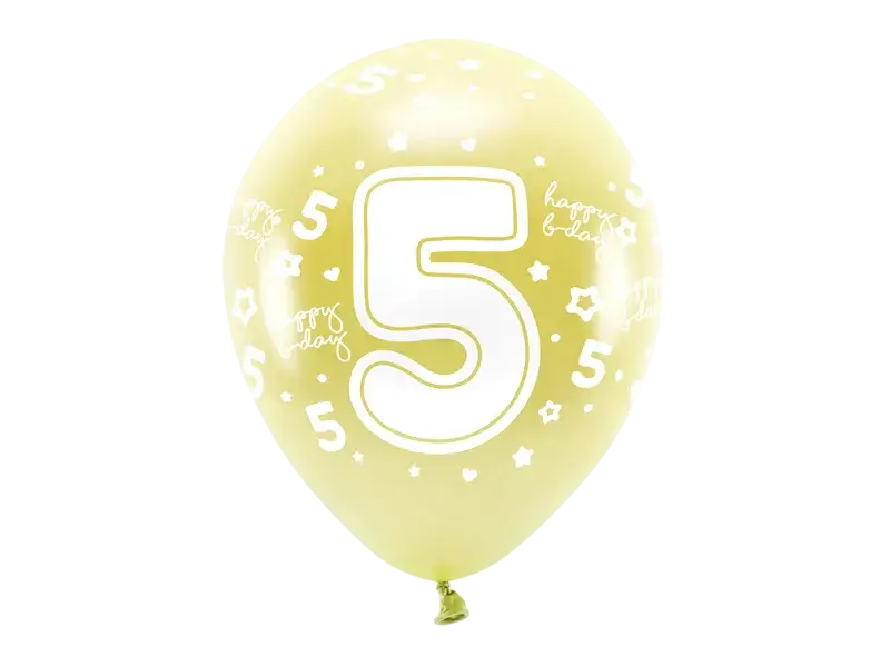 Globos 6 Eco 33 cm, número ''5'', dorados