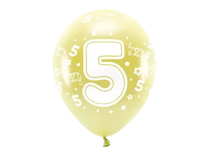 Globos 6 Eco 33 cm, número ''5'', dorados