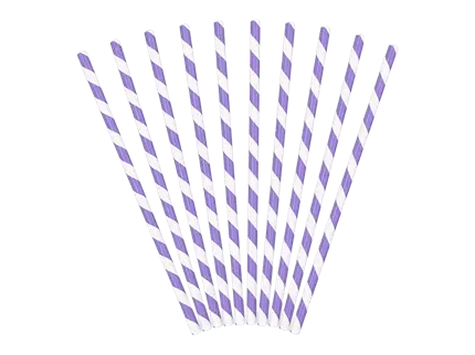 10 pajitas de papel a rayas lilas