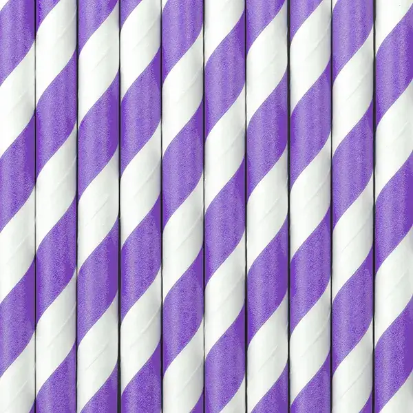 10 pajitas de papel a rayas lilas