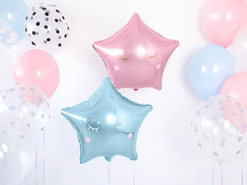 Globo estrella de aluminio azul claro metalizado - 48 cm