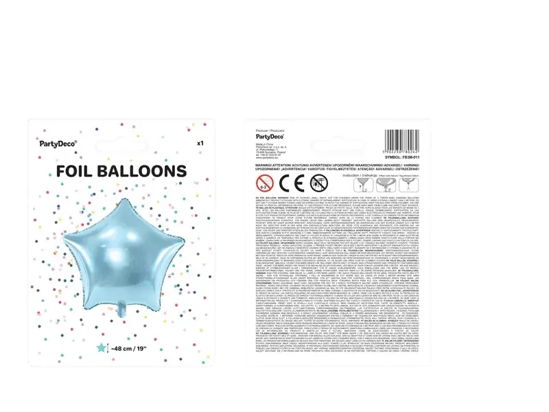 Globo estrella de aluminio azul claro metalizado - 48 cm