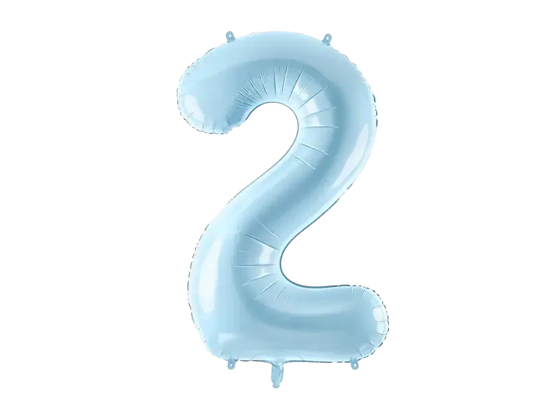 Balón Chiffre ''2'', aluminio, 86cm, azul claro