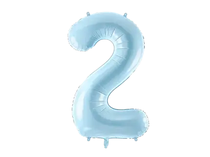 Balón Chiffre ''2'', aluminio, 86cm, azul claro