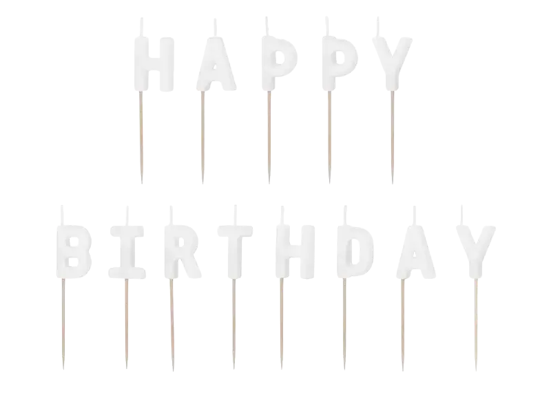 Velas de feliz cumpleaños, 2,5 cm, blancas