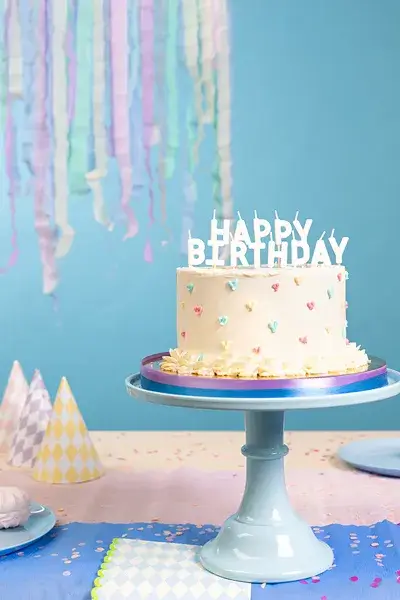 Velas de feliz cumpleaños, 2,5 cm, blancas