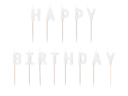 Velas de feliz cumpleaños, 2,5 cm, blancas