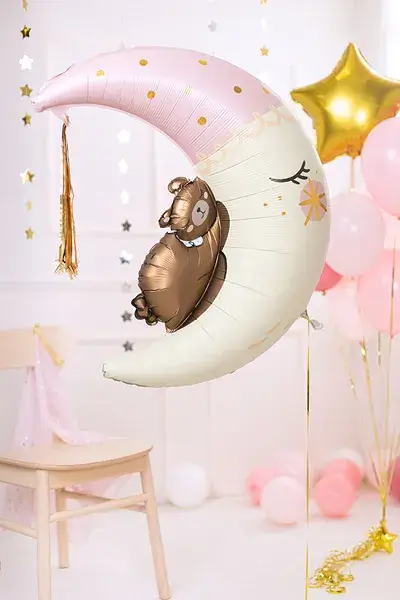 Globo de aluminio Oso sentado en la luna, 80 x 98 cm
