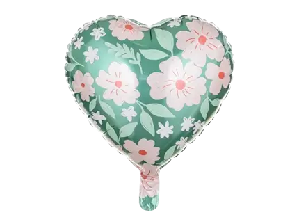 Globo corazón verde con flores 45 cm