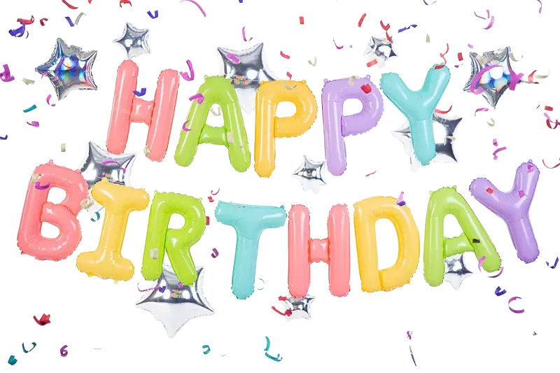 Globo Pastel Happy Birthday con estrellas - 395 x 35 cm