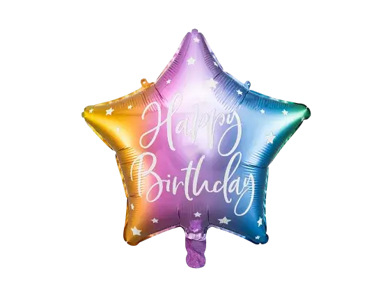 Globo estrella arco iris feliz cumpleaños