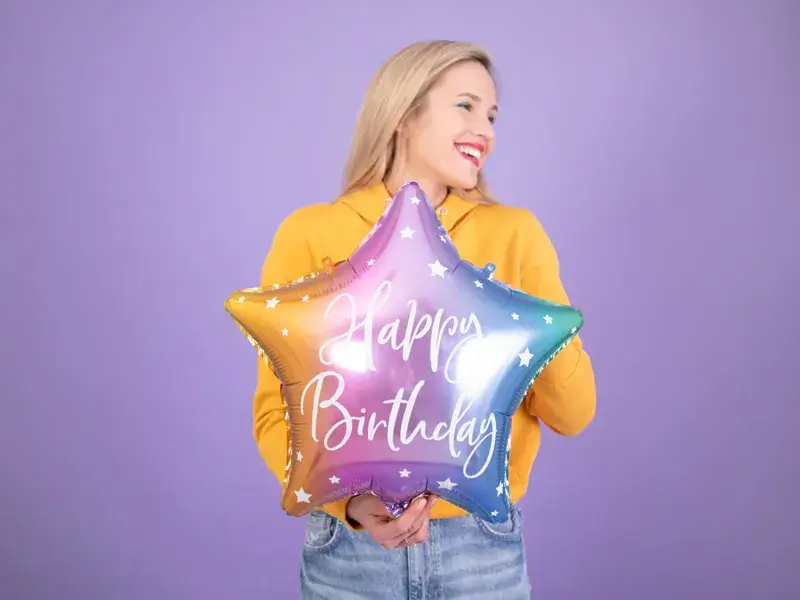Globo estrella arco iris feliz cumpleaños