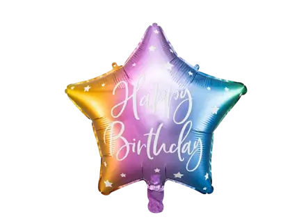 Globo estrella arco iris feliz cumpleaños