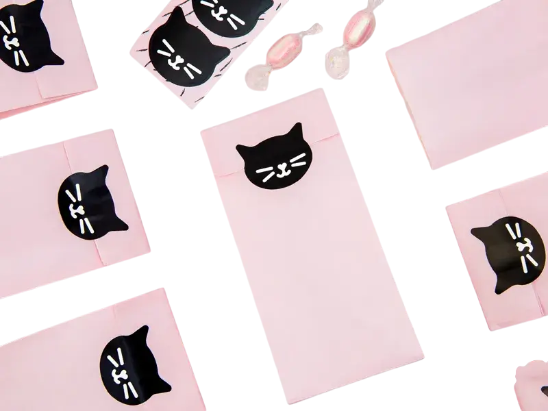 6 bolsas de caramelos rosas para gatos