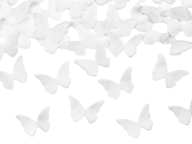 Cañón de confeti con mariposas blancas 20 cm