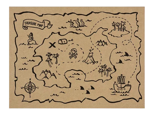 6 manteles individuales con mapa del tesoro pirata