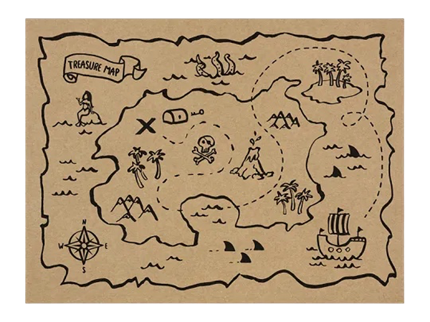 6 manteles individuales con mapa del tesoro pirata
