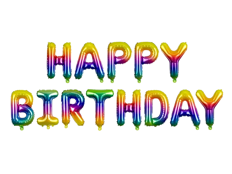 Globos multicolores con letras Happy birthday