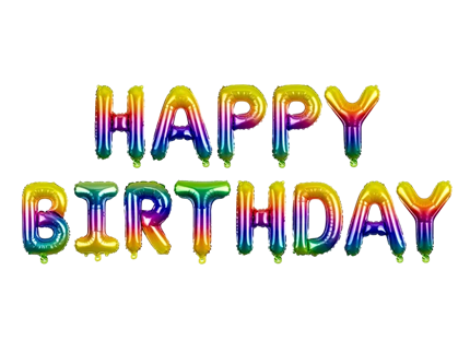 Globos multicolores con letras Happy birthday