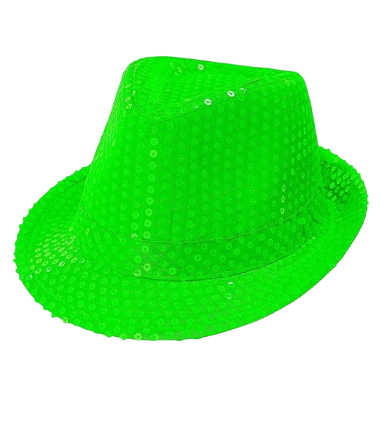 Gorro verde neón con lentejuelas