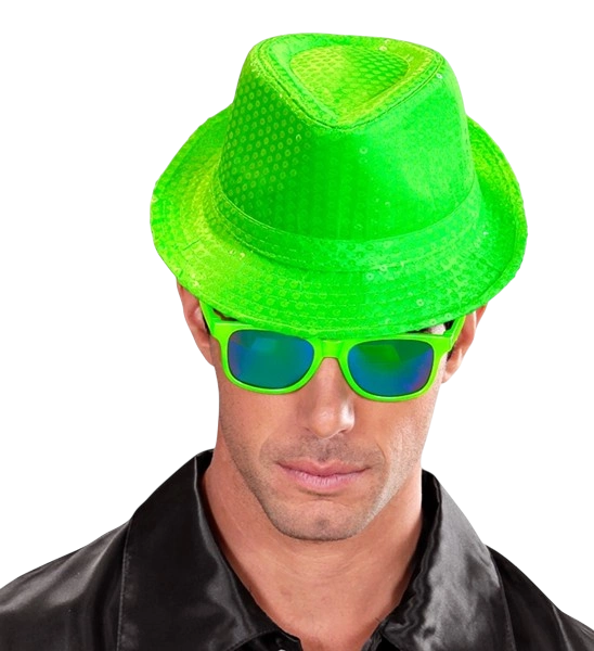 Gorro verde neón con lentejuelas
