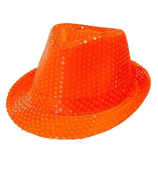 Gorro naranja neón con lentejuelas