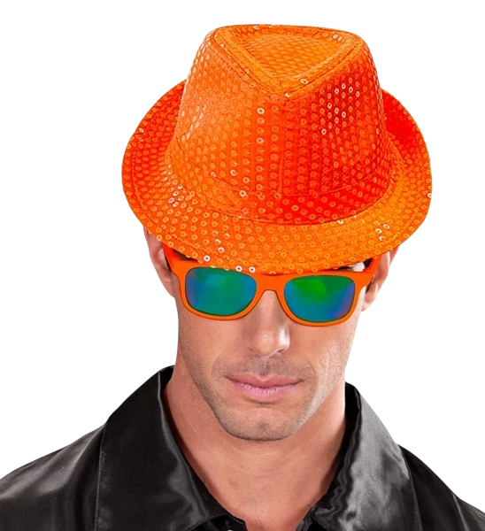 Gorro naranja neón con lentejuelas