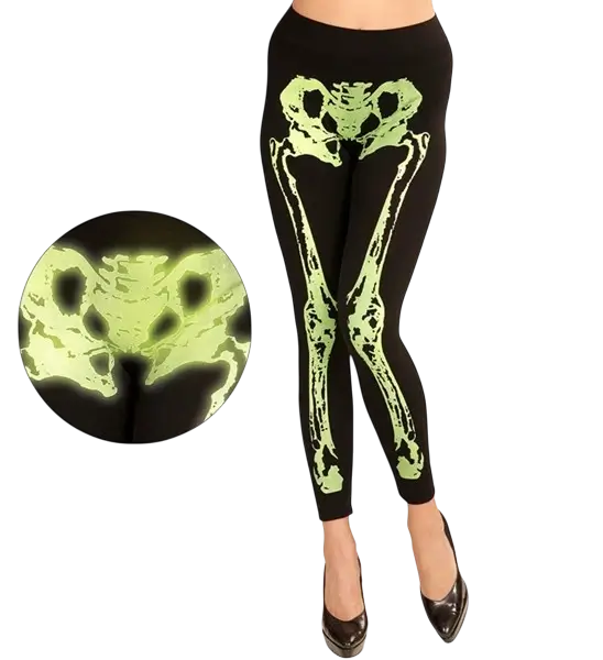 Leggings esqueleto verde fluorescente talla S/M