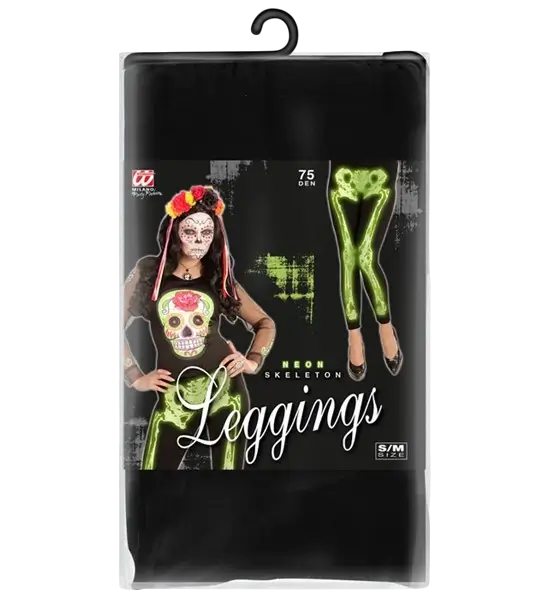 Leggings esqueleto verde fluorescente talla S/M