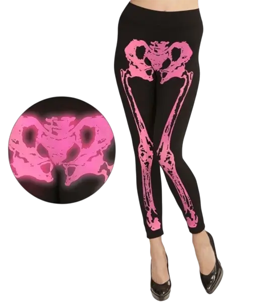 Leggings esqueleto rosa fluorescente talla S/M