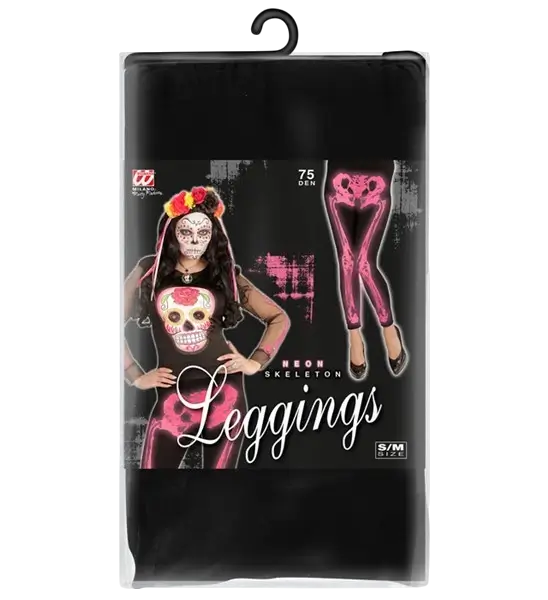 Leggings esqueleto rosa fluorescente talla S/M