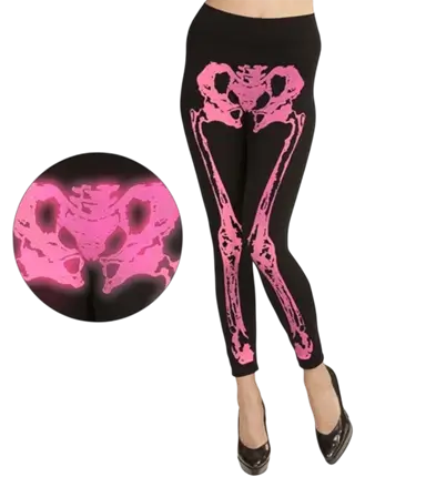 Leggings esqueleto rosa fluorescente talla S/M