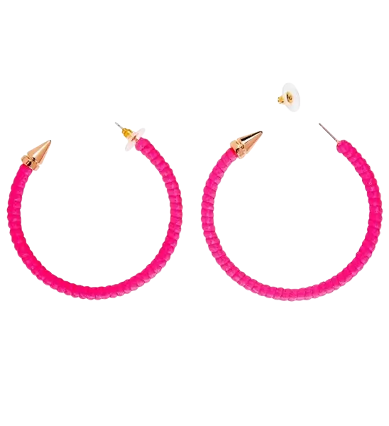 Pendientes de aro rosa fluorescente
