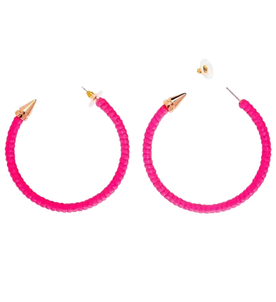 Pendientes de aro rosa fluorescente