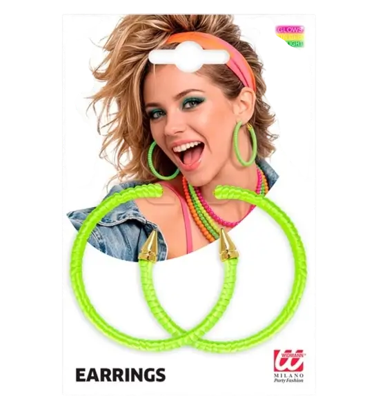 Pendientes de aro verdes fluorescentes