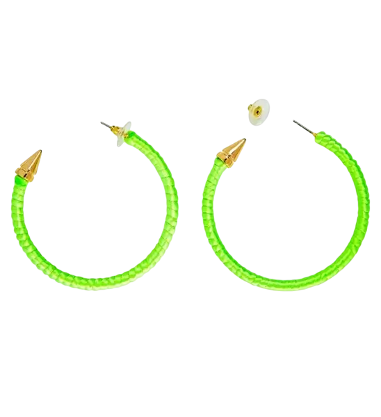 Pendientes de aro verdes fluorescentes