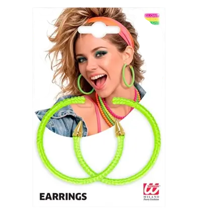 Pendientes de aro verdes fluorescentes