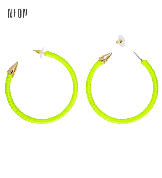 Pendientes de aro amarillo fluorescente